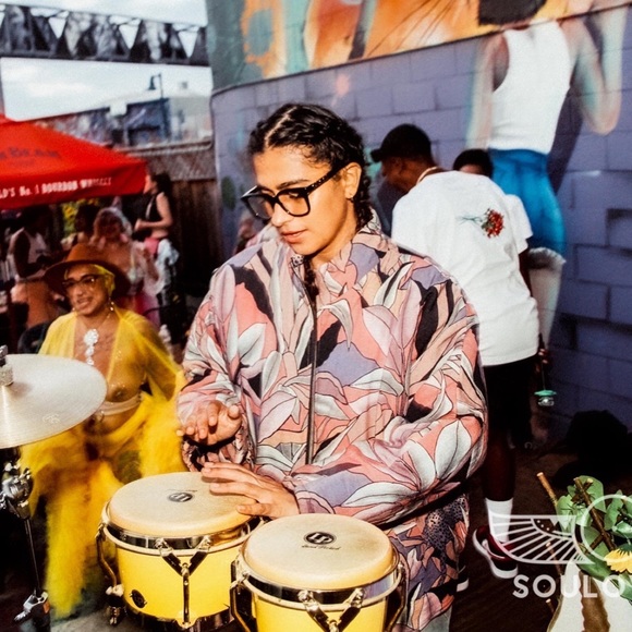 MARI + FÄTOU • Ayah Cats and Leaves Print Oversized Bomber Jacket, S/M - Picture 16 of 16